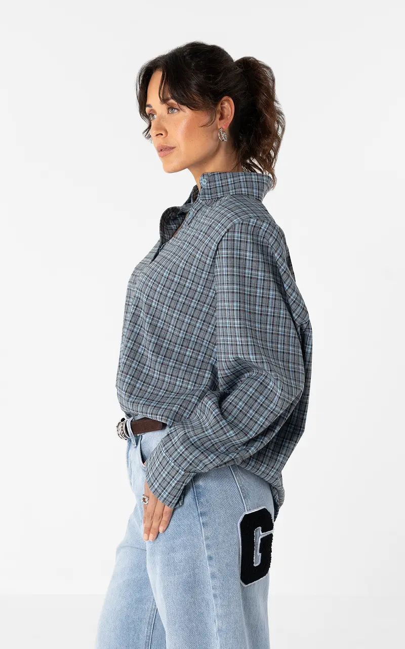 Checked blouse Blue Dark Brown