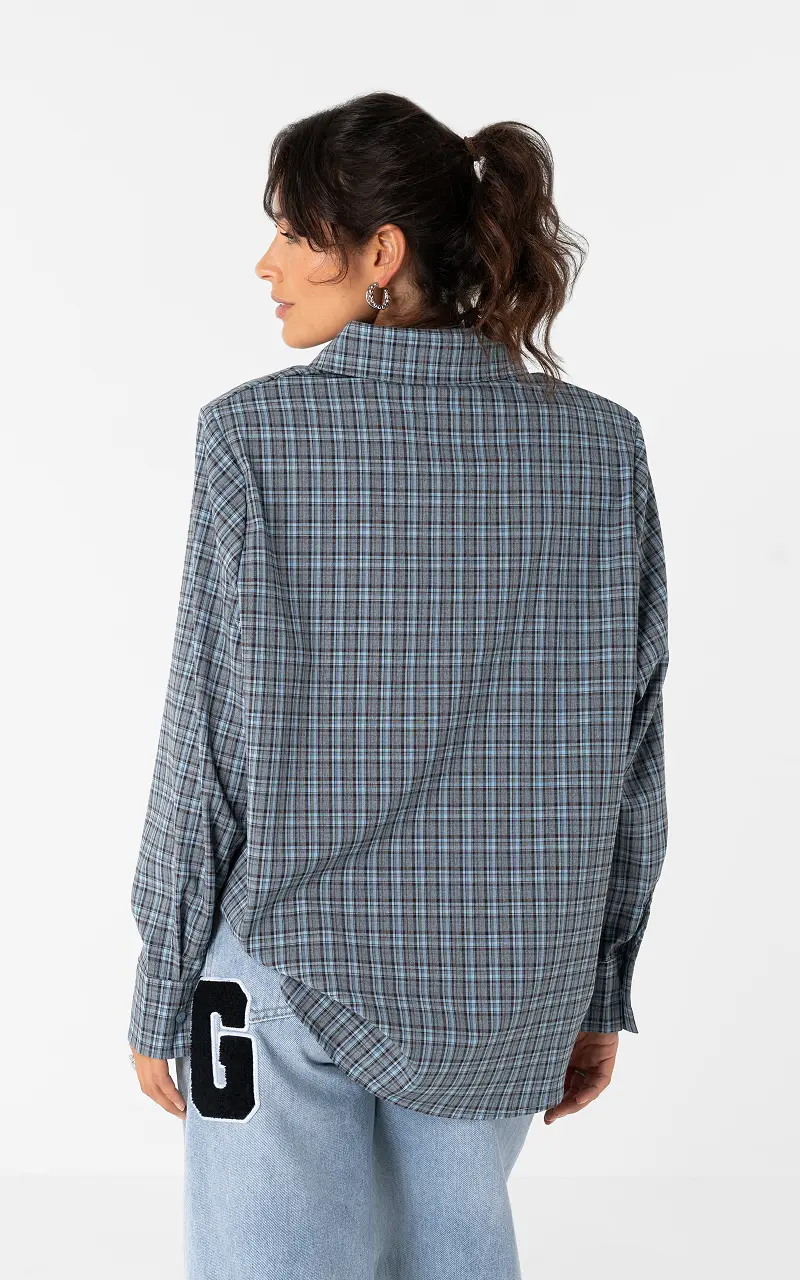 Checked blouse Blue Dark Brown