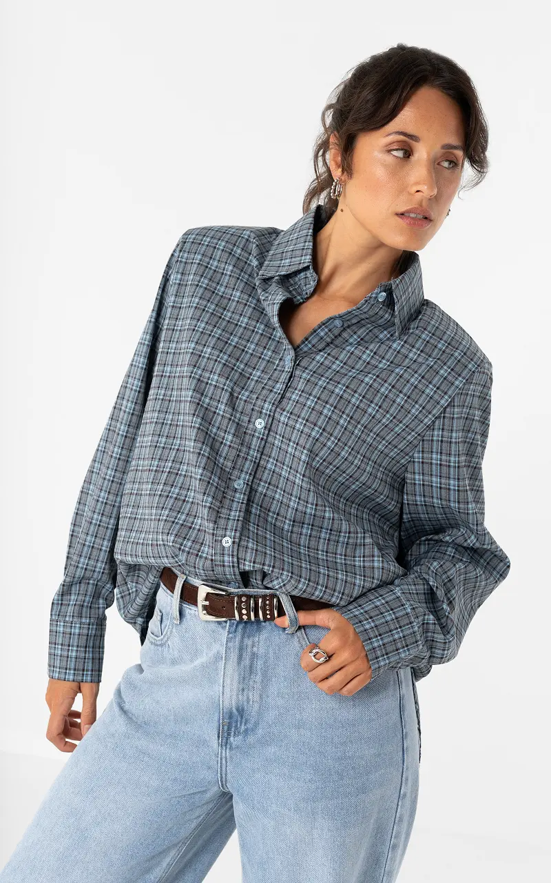 Checked blouse Blue Dark Brown