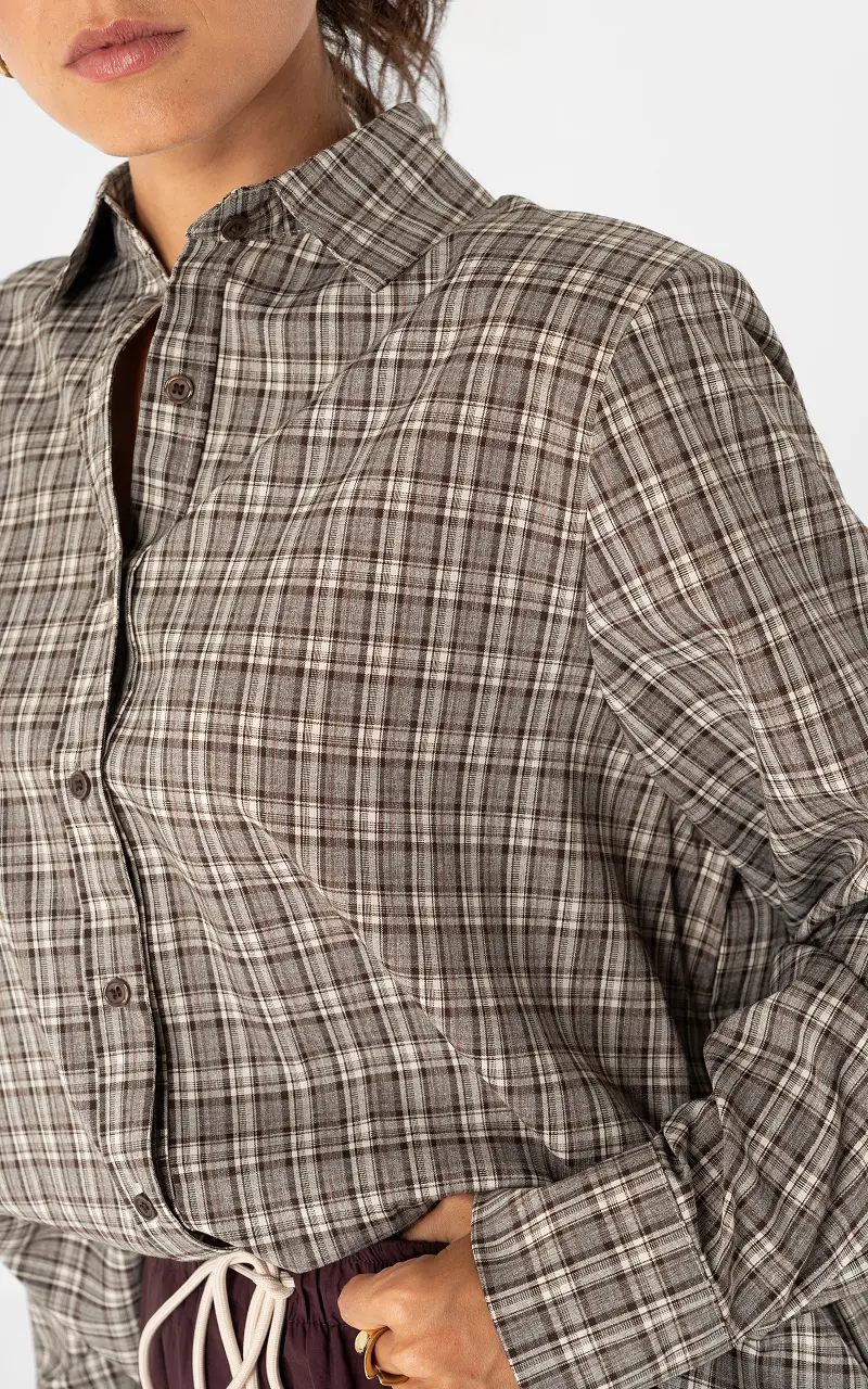 Checked blouse Dark Brown Beige