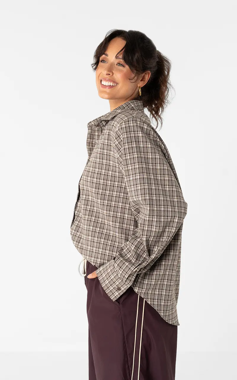 Checked blouse Dark Brown Beige