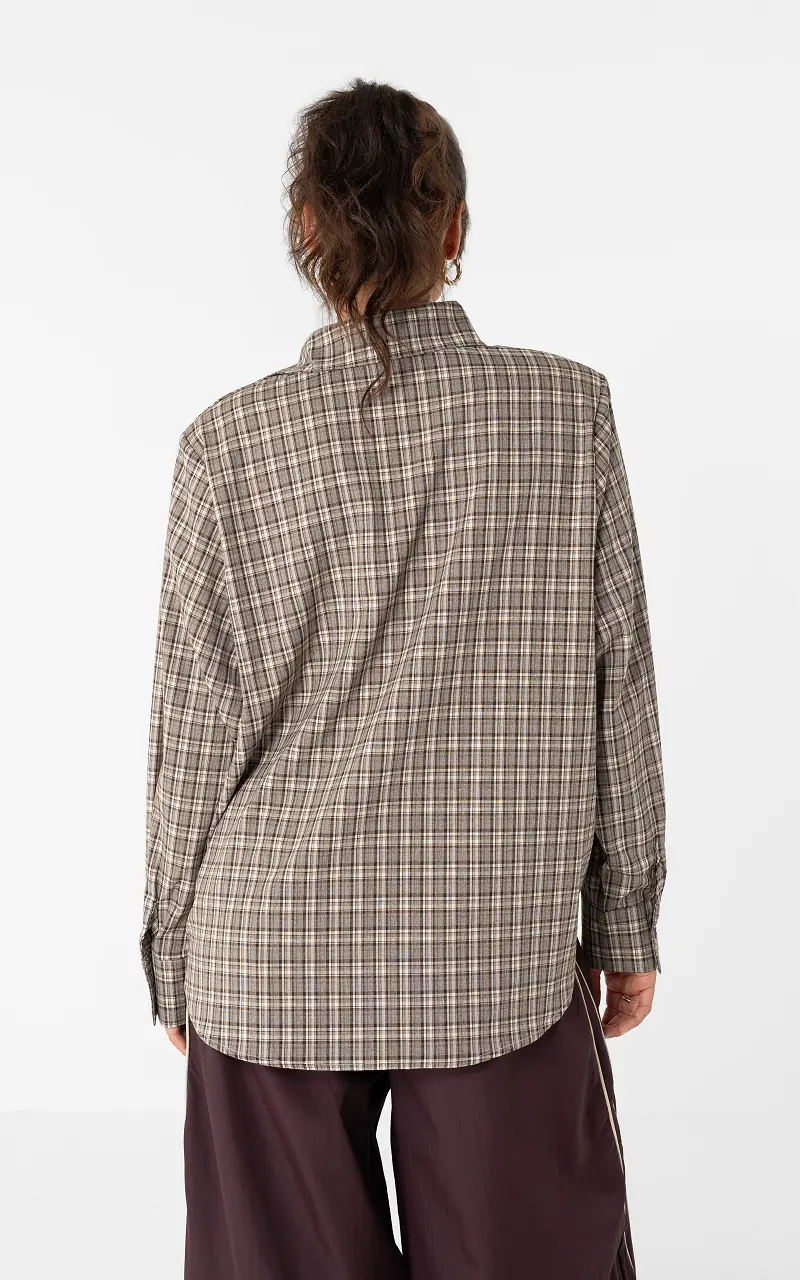 Checked blouse Dark Brown Beige