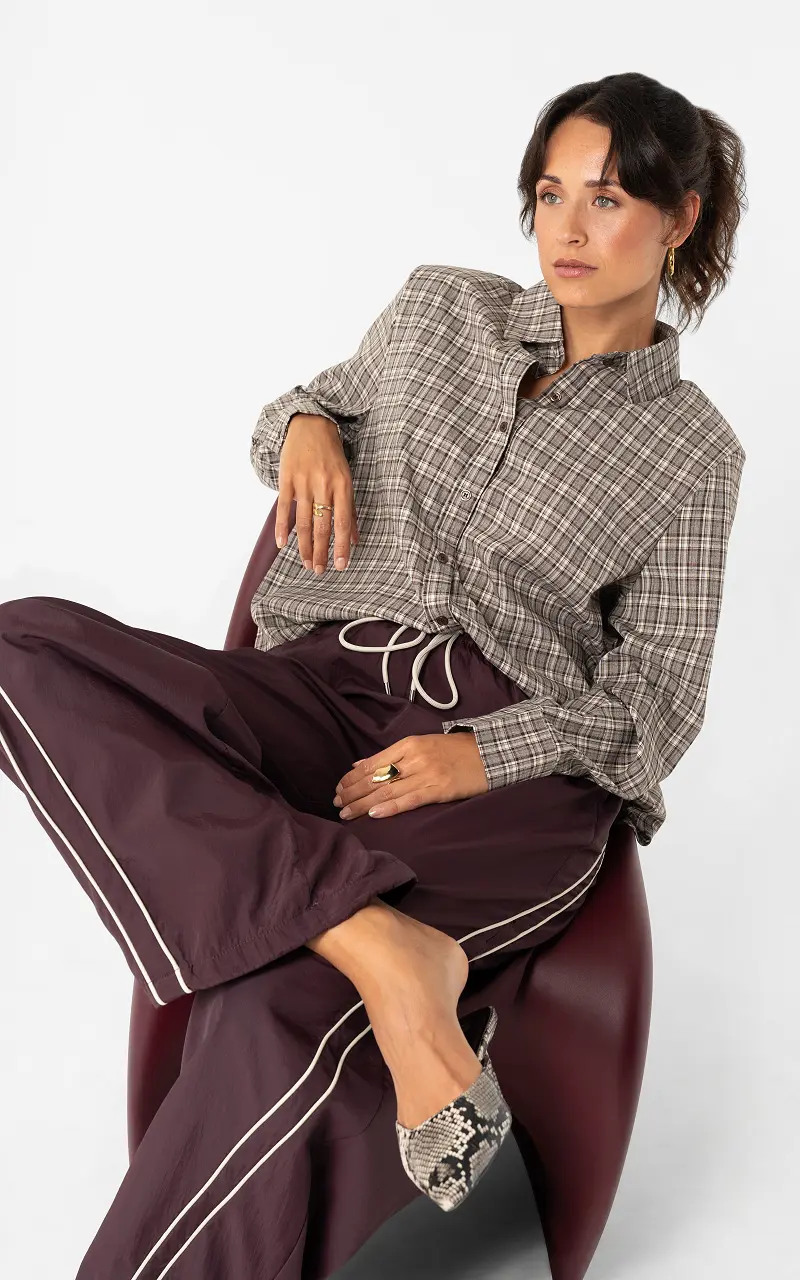 Checked blouse Dark Brown Beige
