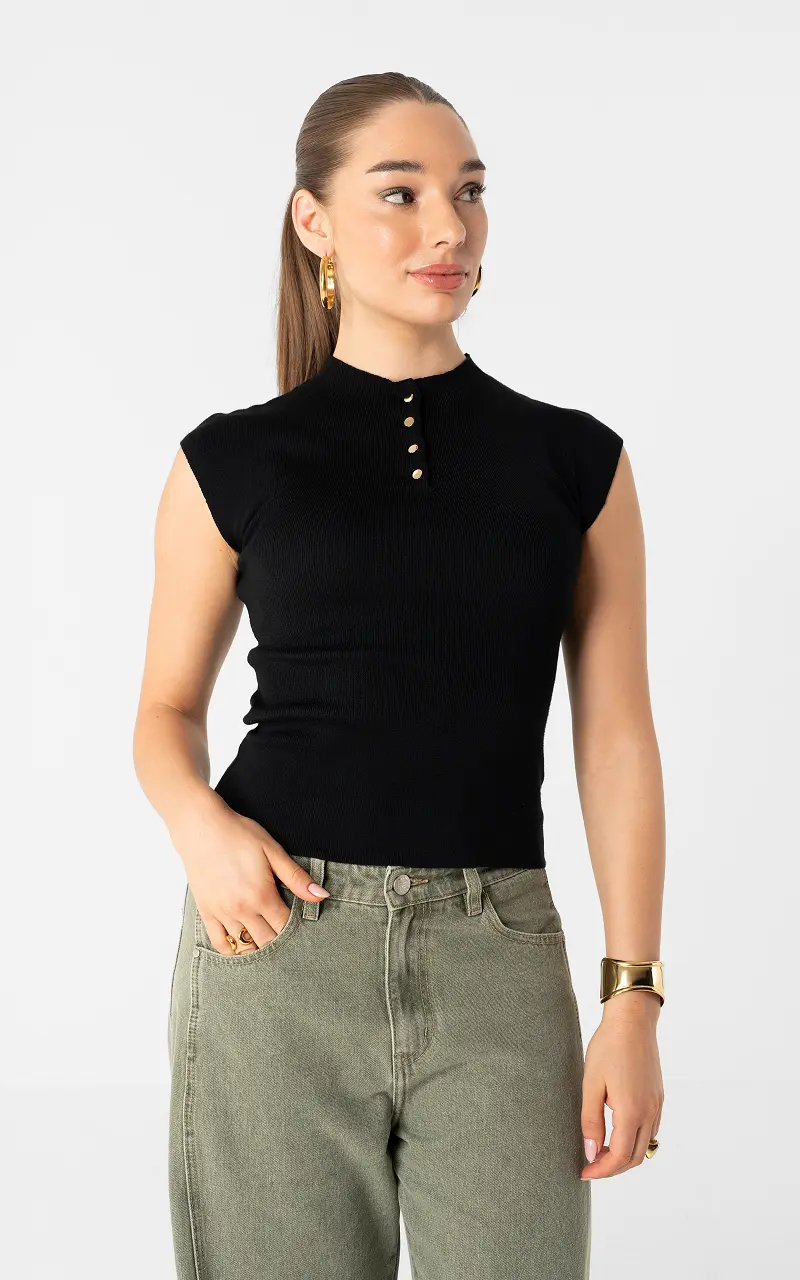 Top with buttons Black