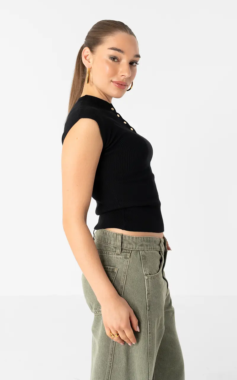 Top with buttons Black