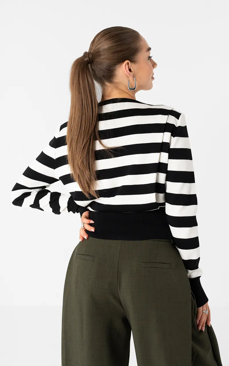 Pullover mit Streifen Schwarz Weiß