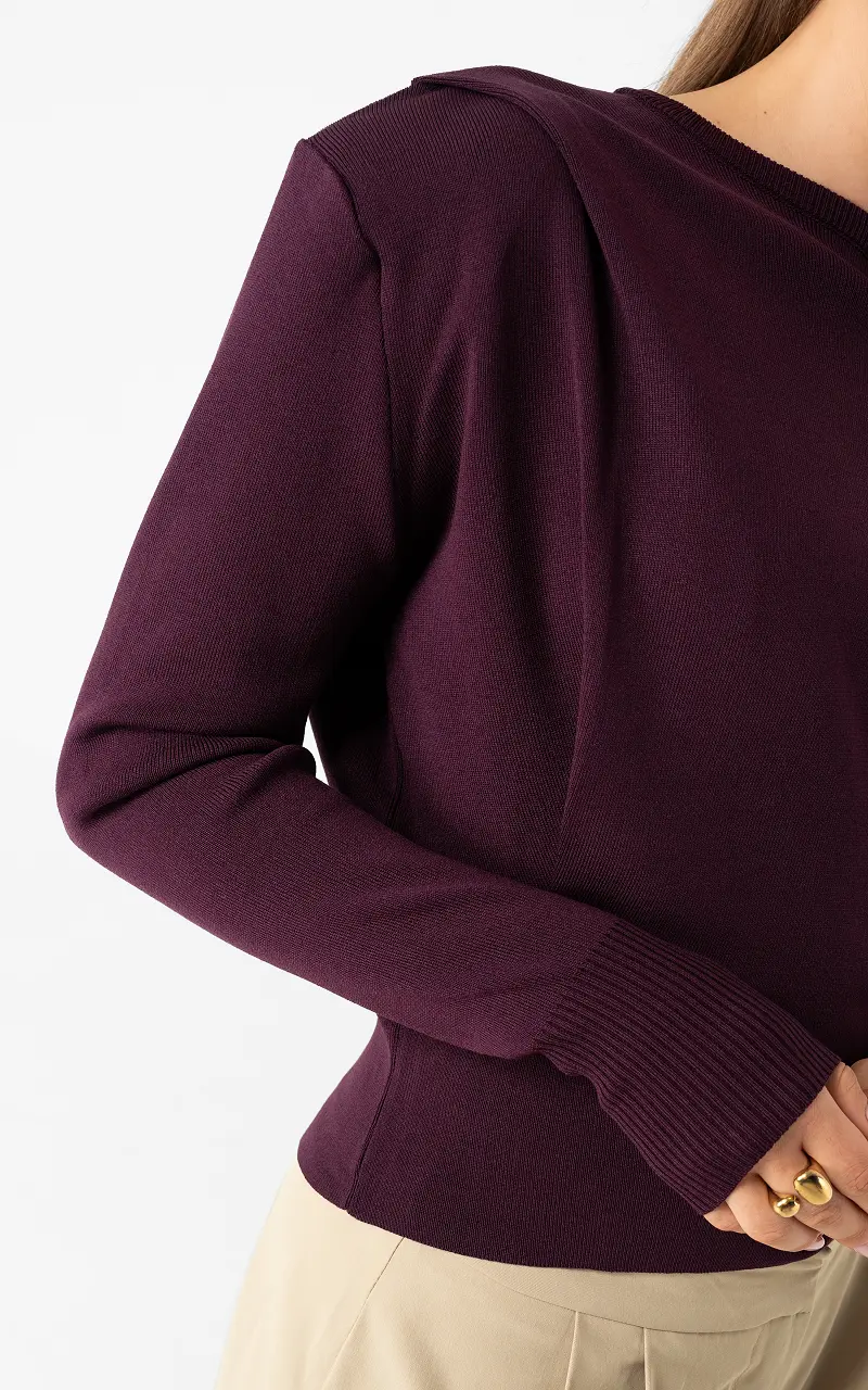 Pullover mit Schulterdetail Aubergine