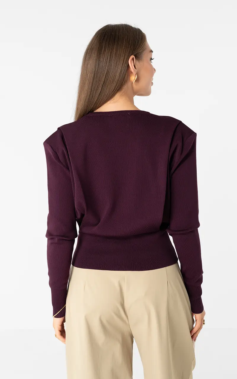 Pullover mit Schulterdetail Aubergine