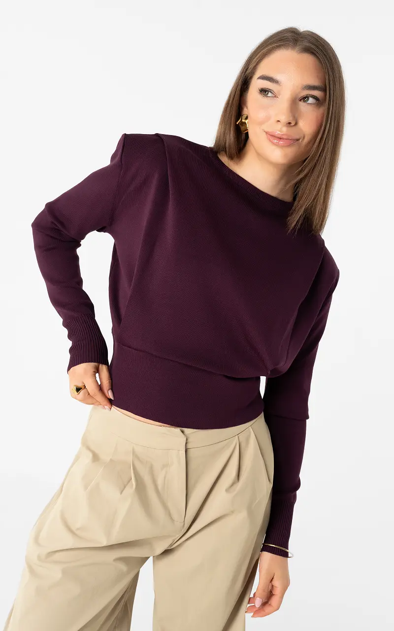 Pullover mit Schulterdetail Aubergine