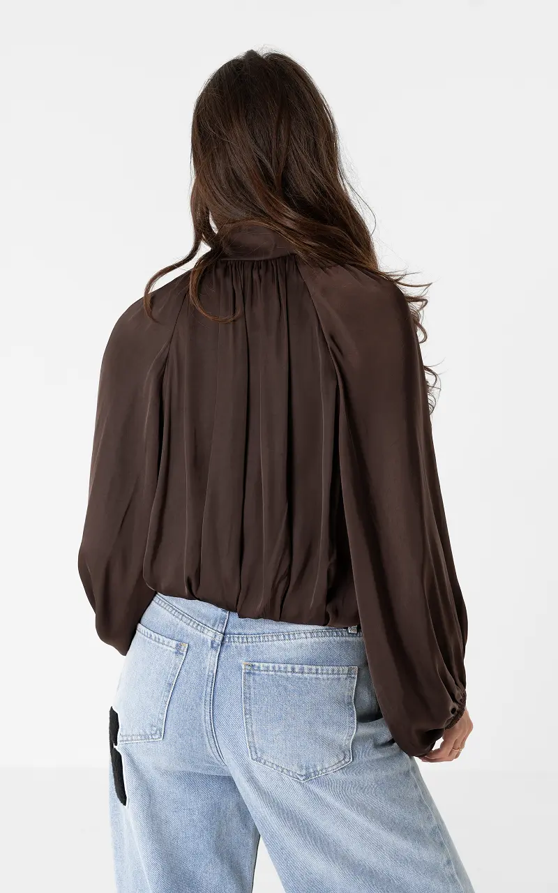 Bluse mit Reißverschluss Braun