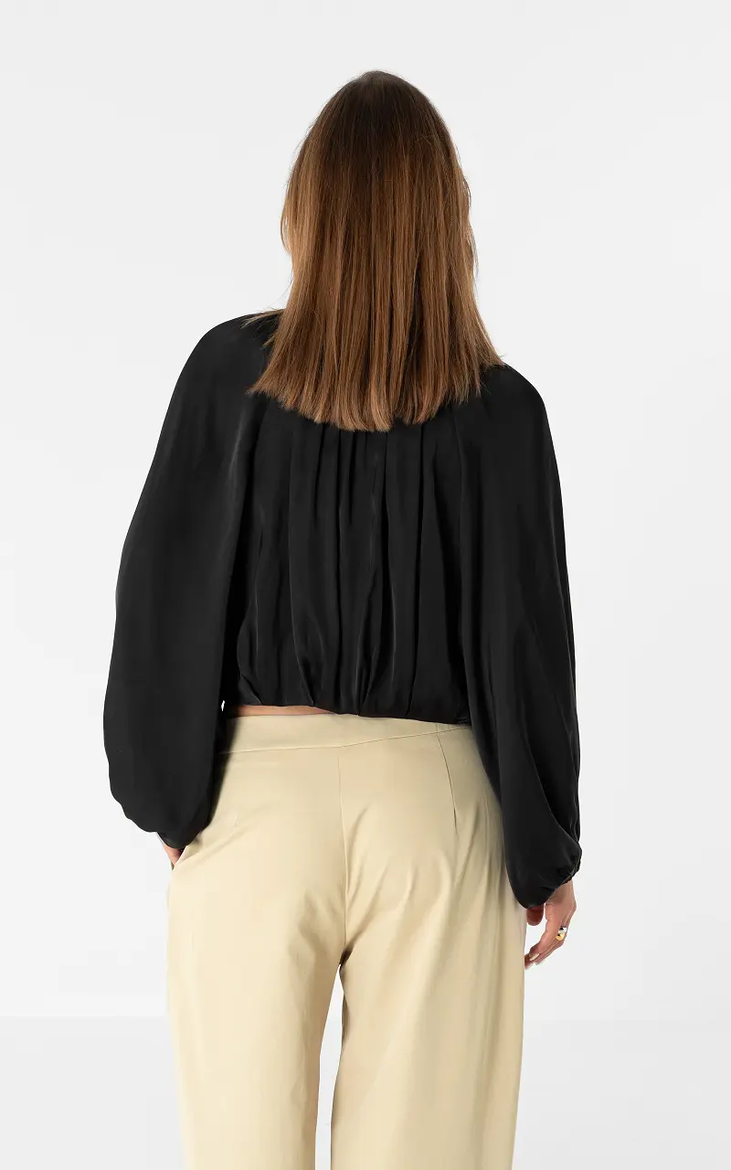 Bluse mit Reißverschluss Schwarz