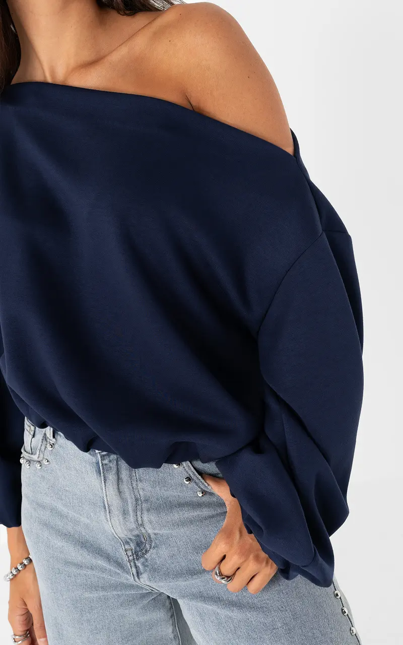 Trui met boothals Donkerblauw