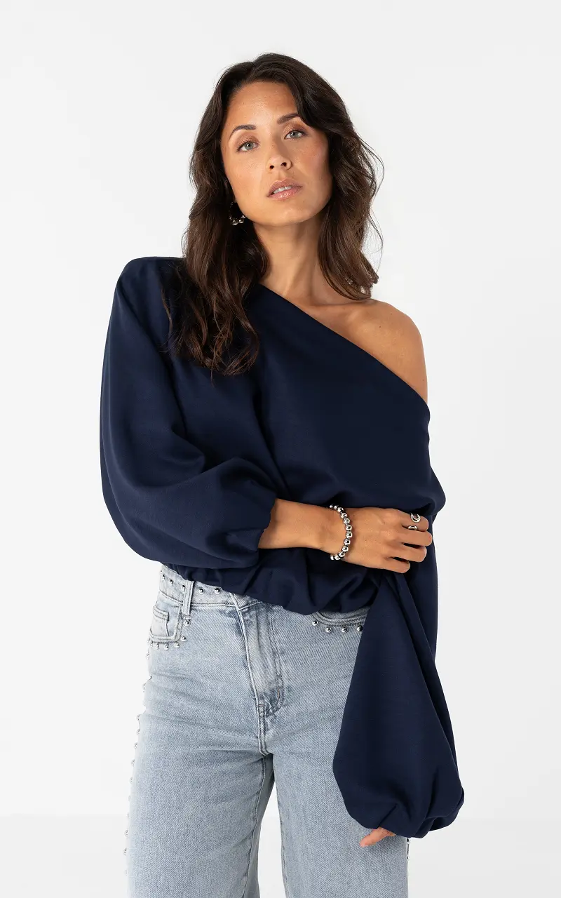 Trui met boothals Donkerblauw