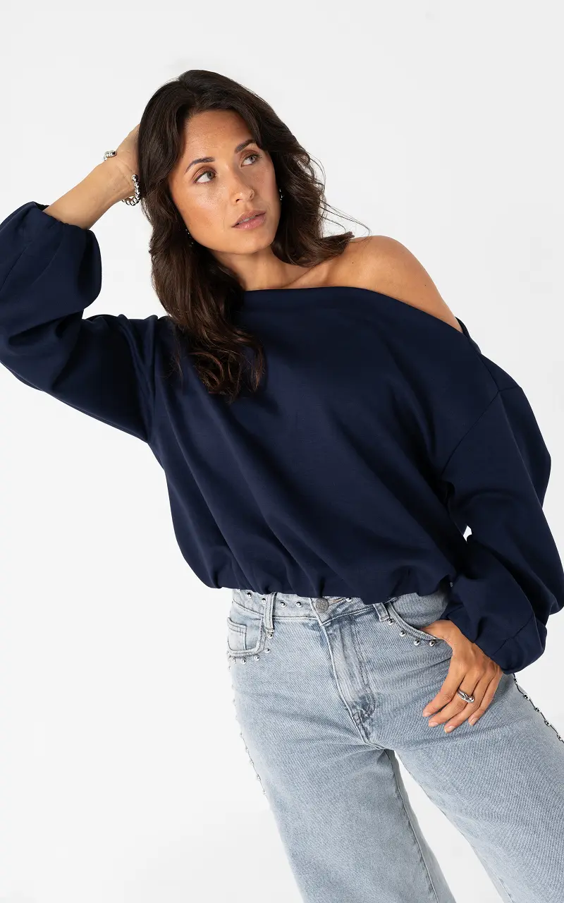 Trui met boothals Donkerblauw