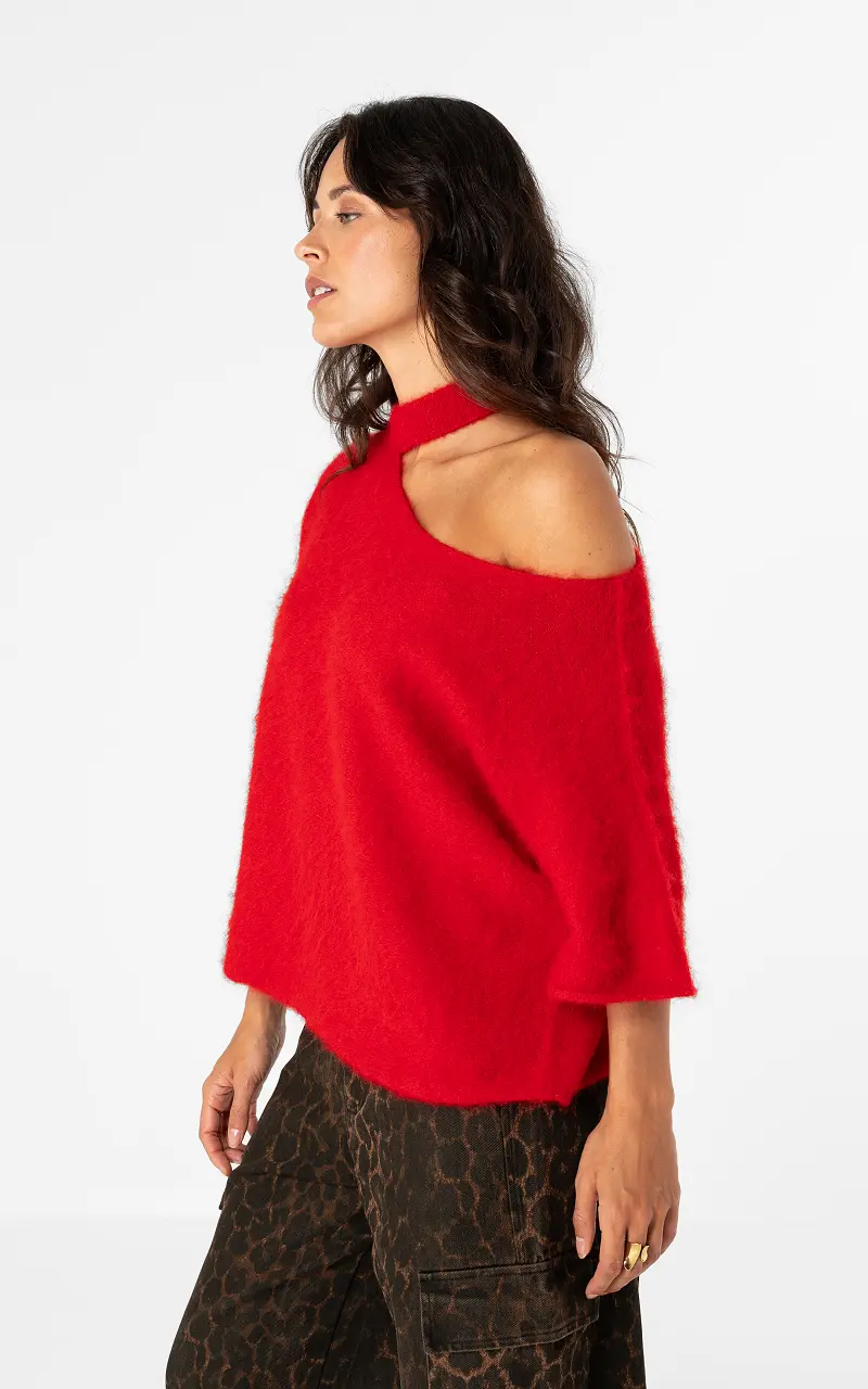 Pullover mit offenem Ausschnitt Rot
