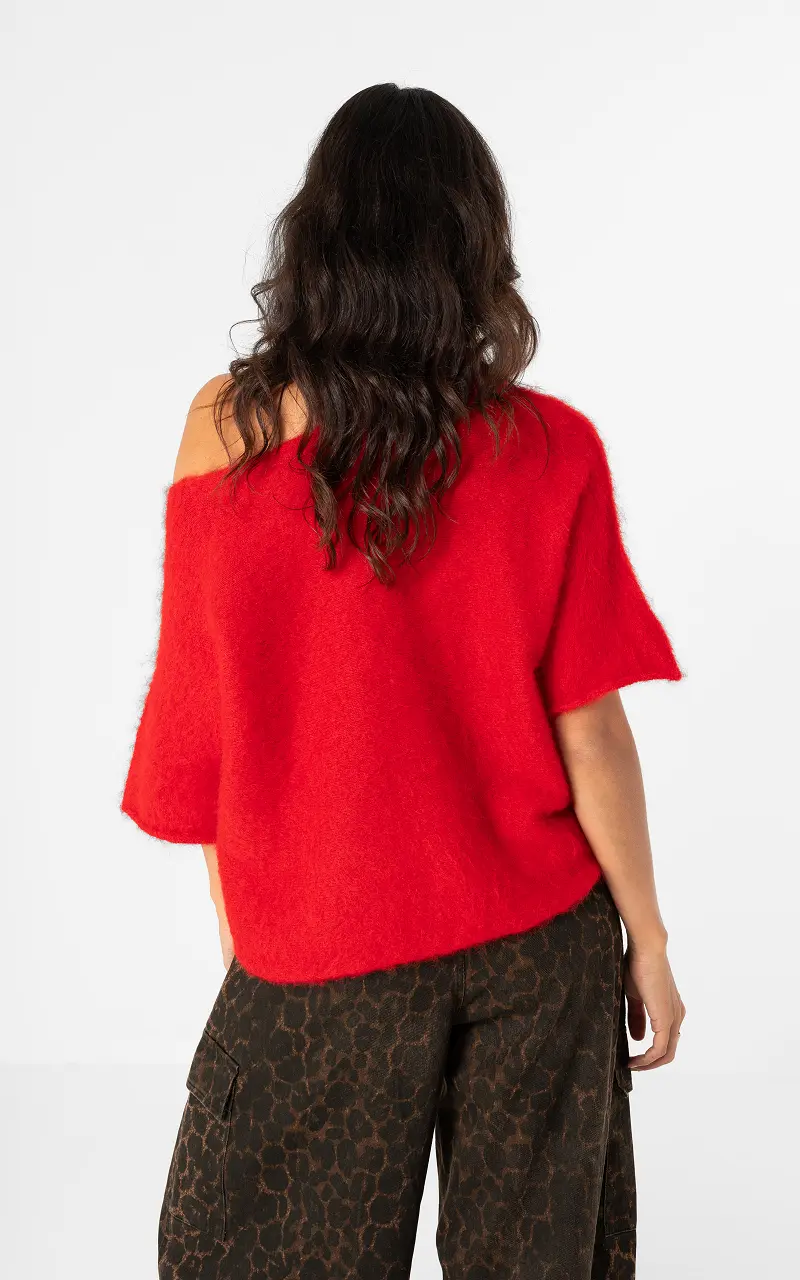 Pullover mit offenem Ausschnitt Rot