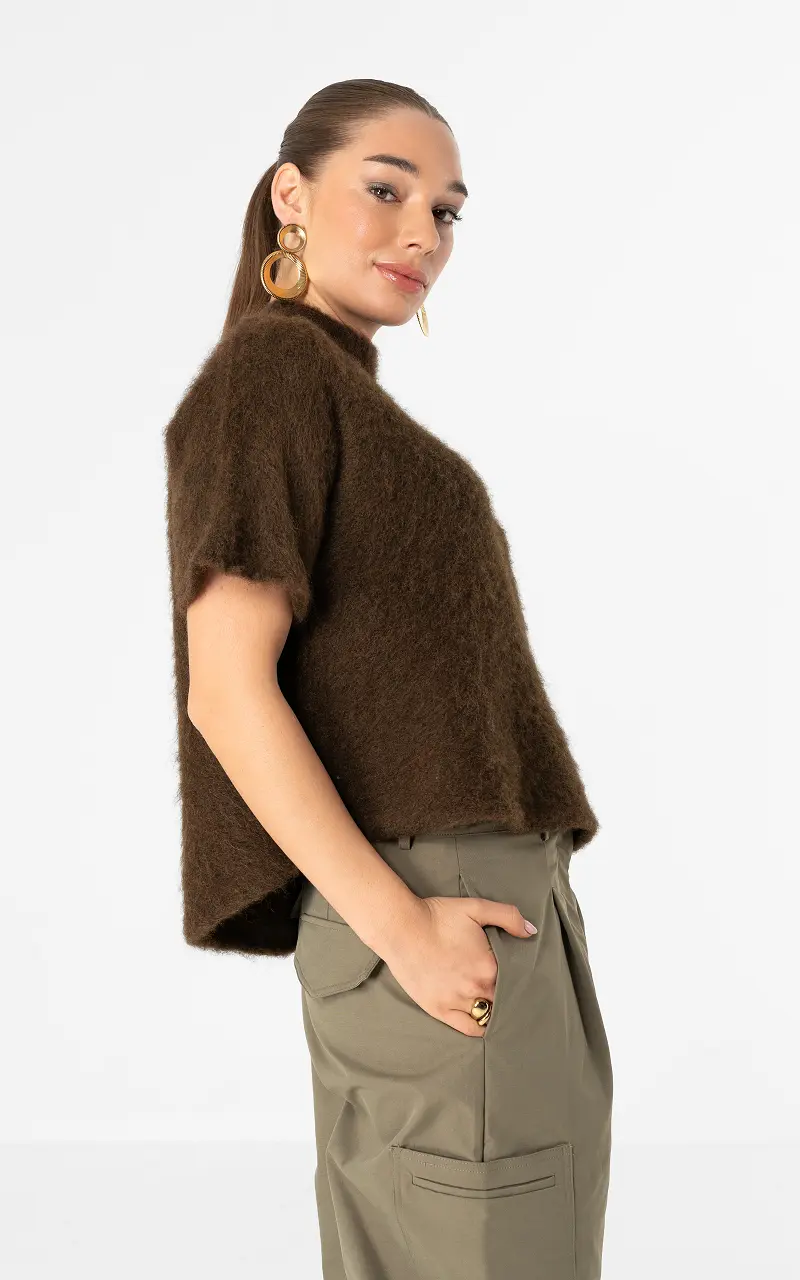 Pullover mit offenem Ausschnitt Dunkelbraun