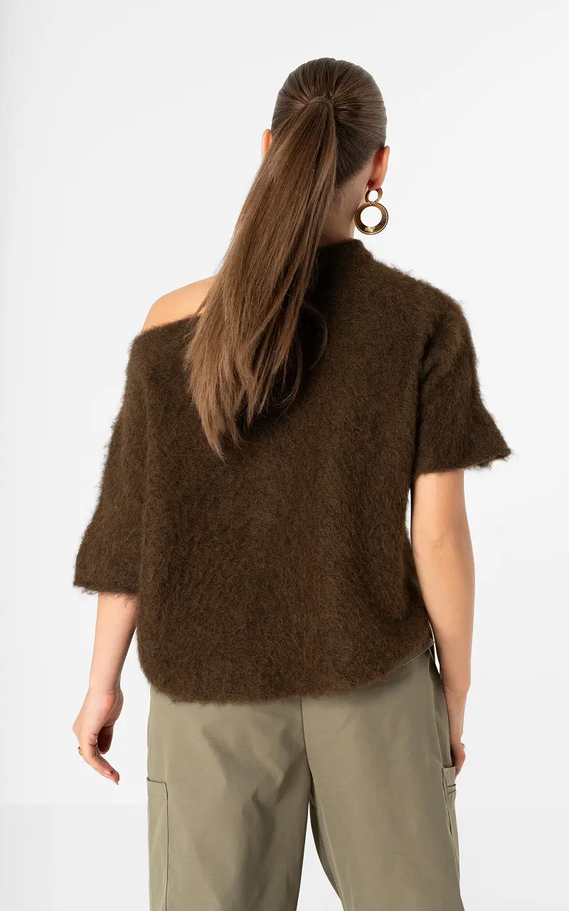 Pullover mit offenem Ausschnitt Dunkelbraun