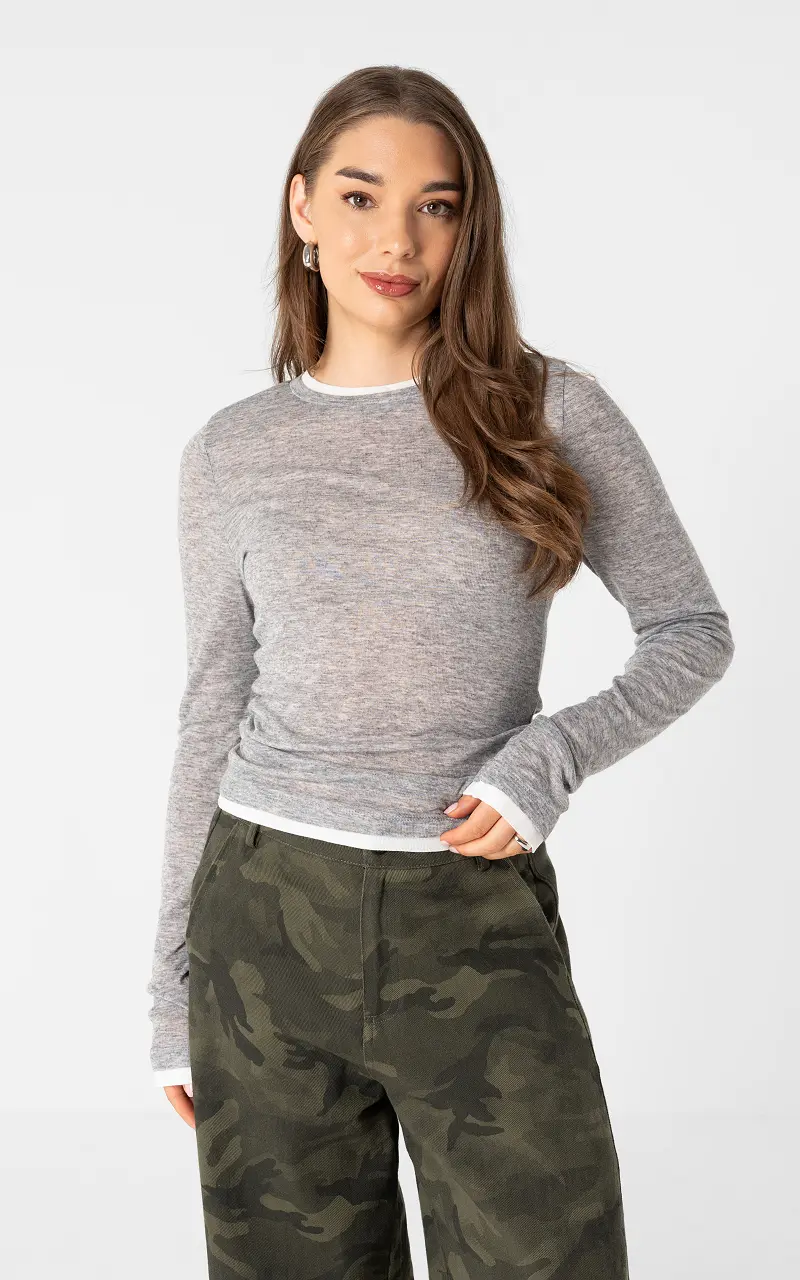 Layered top Grey White