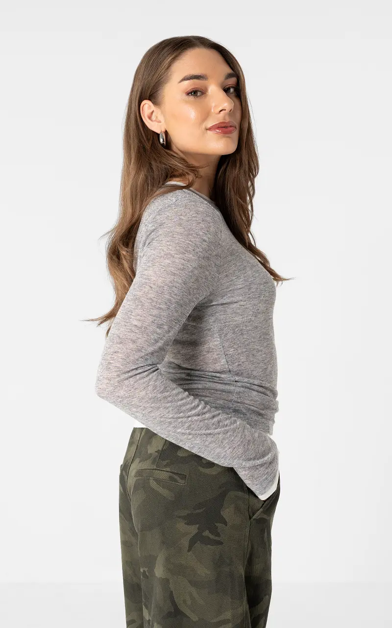 Layered top Grey White