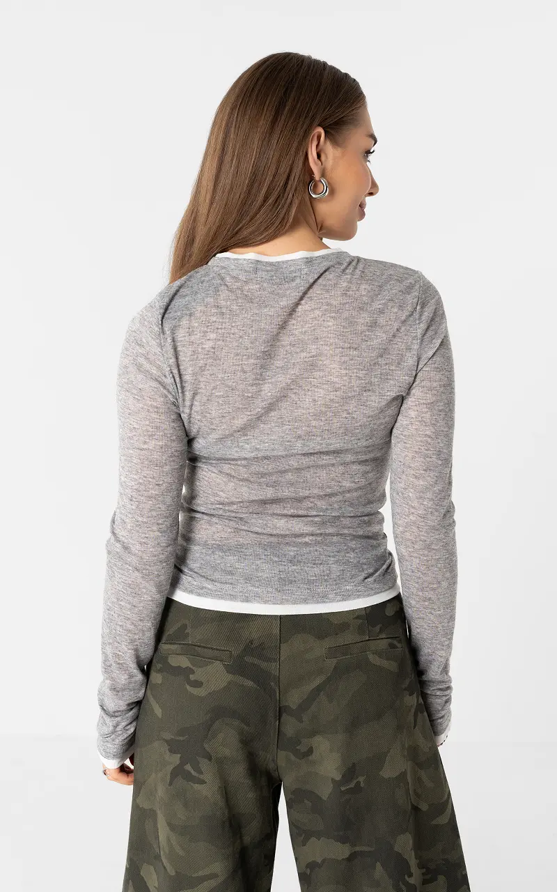 Layered top Grey White