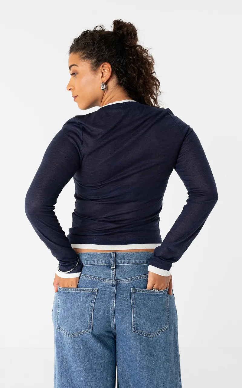Gelaagde top Donkerblauw Wit
