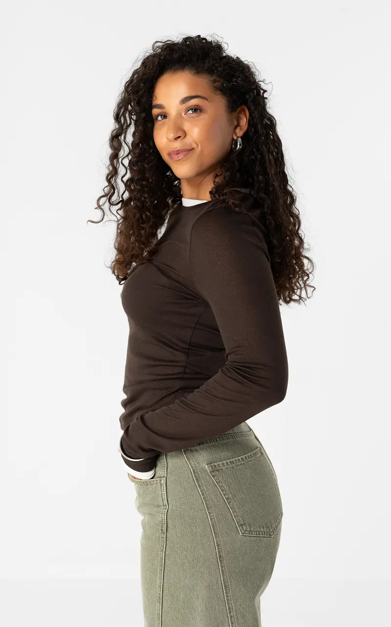 Layered top Dark Brown White