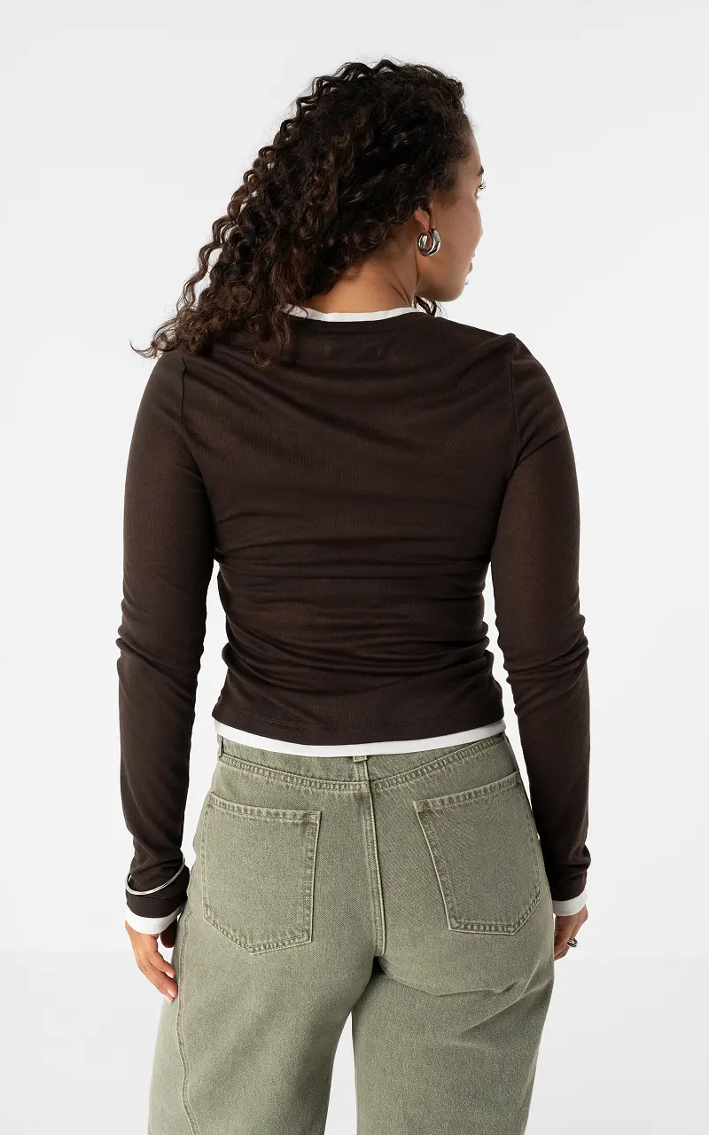 Layered top Dark Brown White