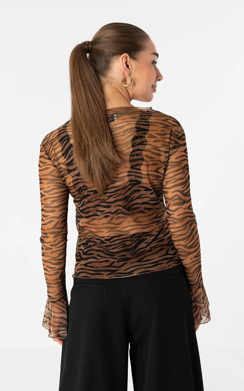 Transparentes Top mit Print Braun Schwarz
