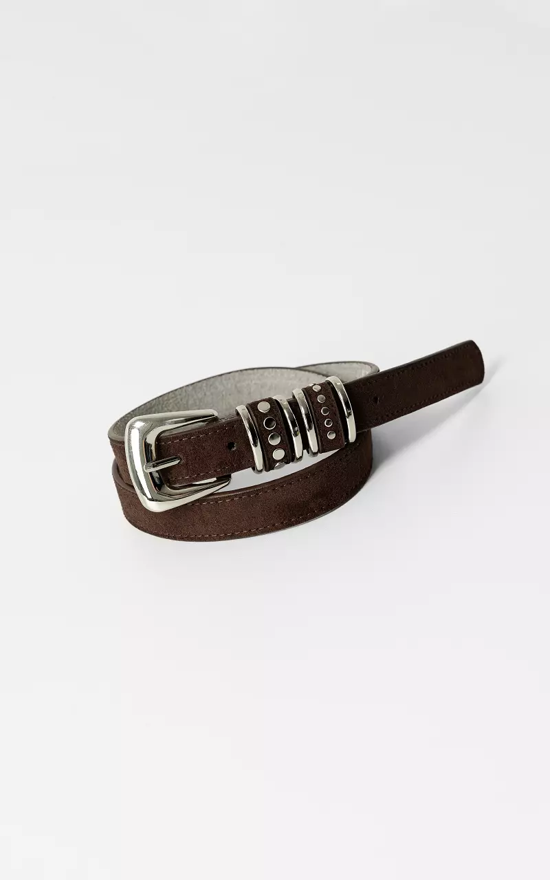 Suède riem Bruin Zilver