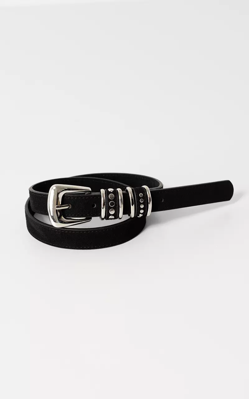 Suède riem Zwart Zilver