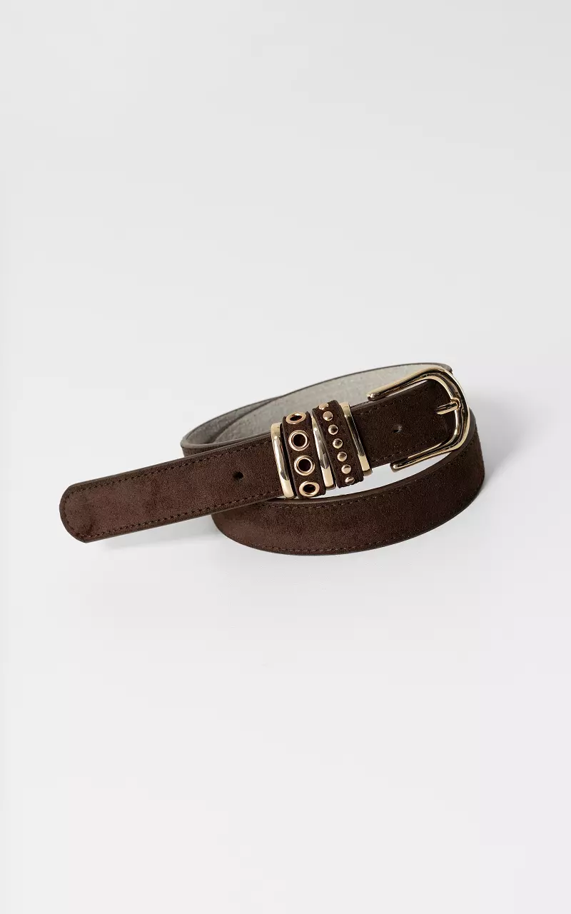 Suède look riem Bruin Goud