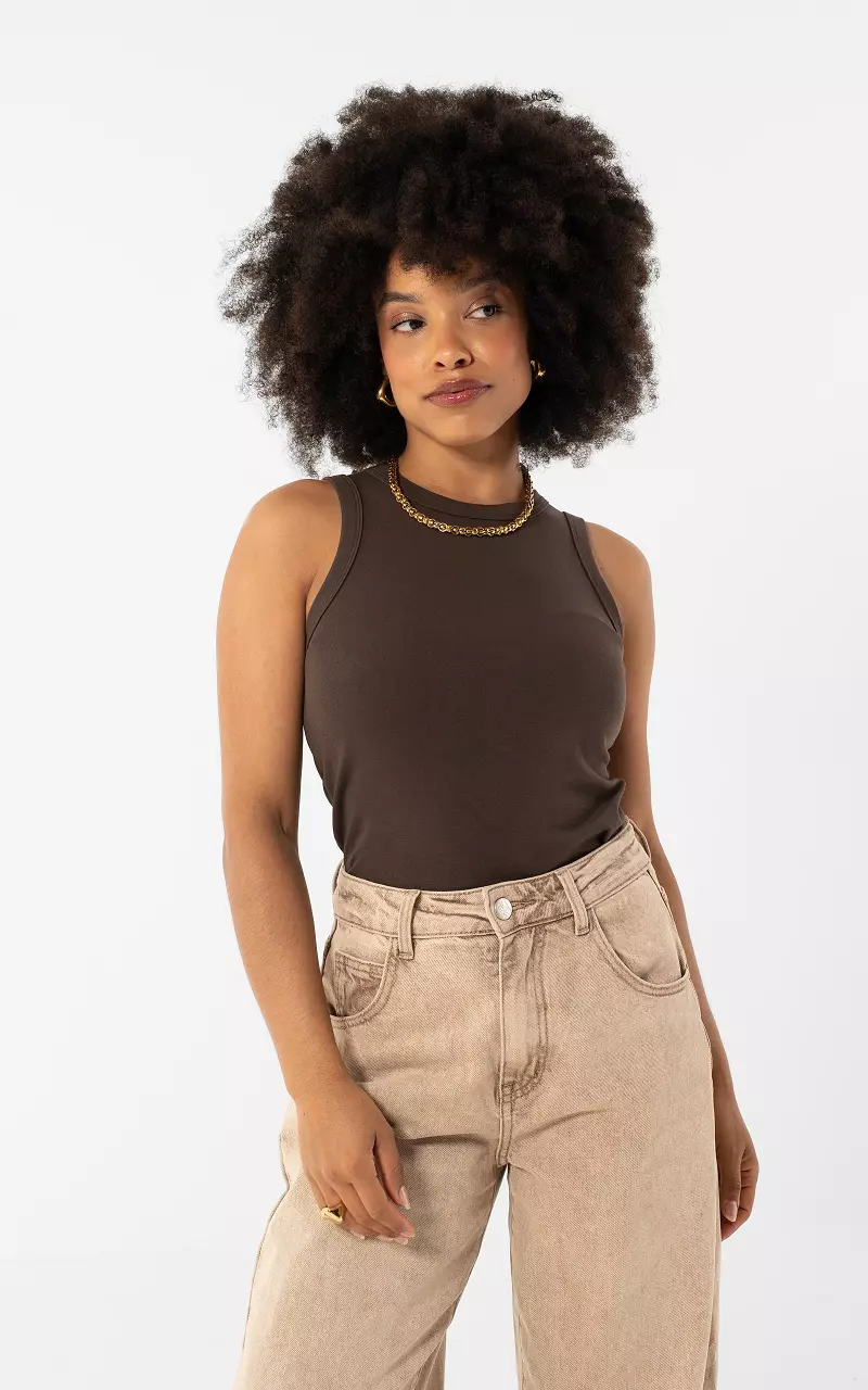 Stretchy tank top Dark Brown