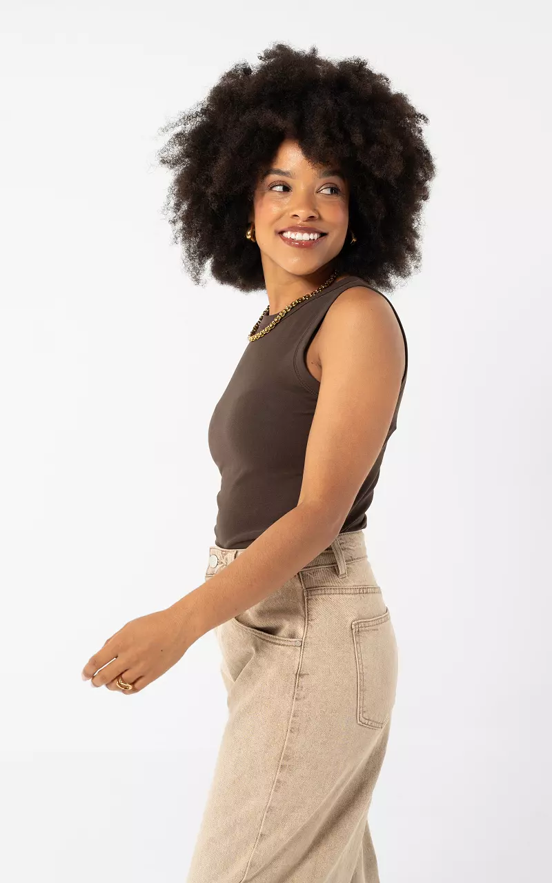 Stretchy tank top Dark Brown