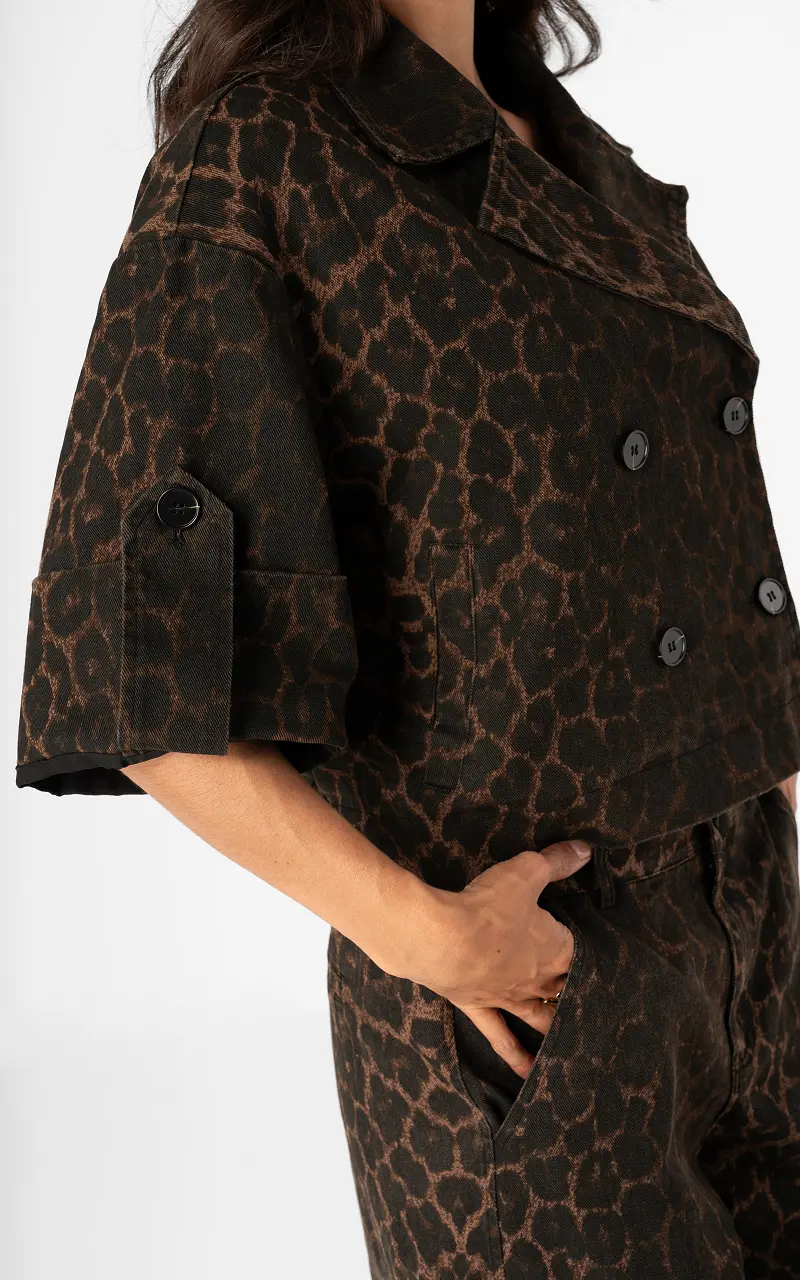 Jeansjacke mit Leopardprint Leopard