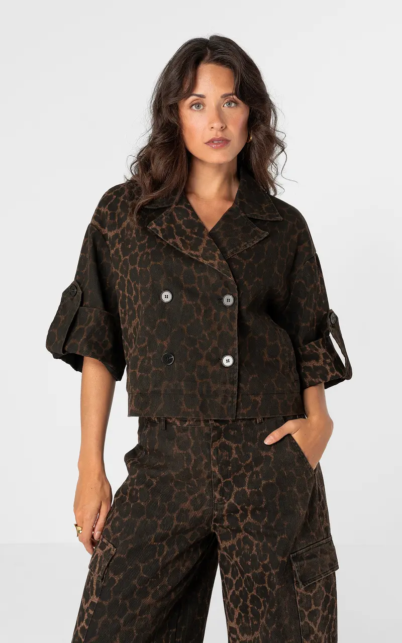 Jeansjacke mit Leopardprint Leopard