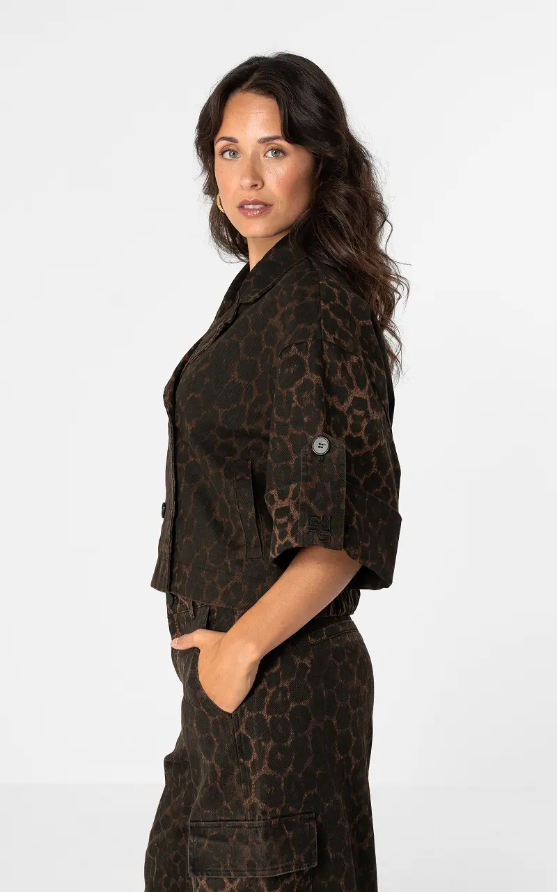 Jeansjacke mit Leopardprint Leopard