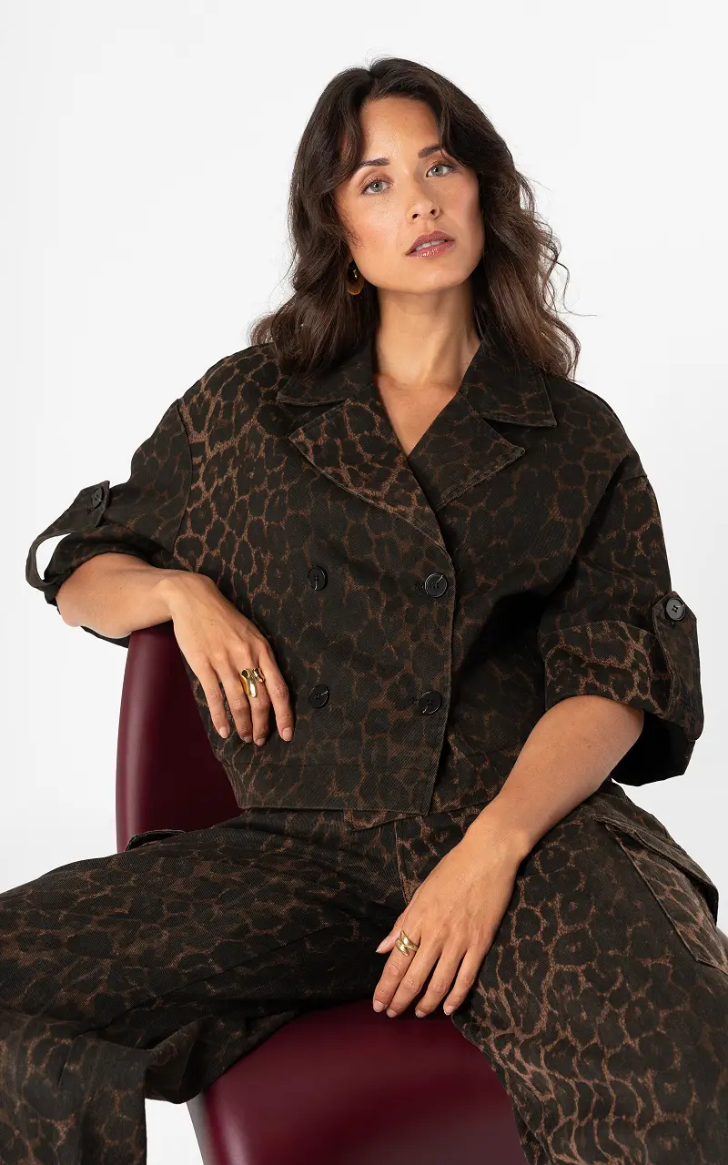 Jeansjacke mit Leopardprint Leopard