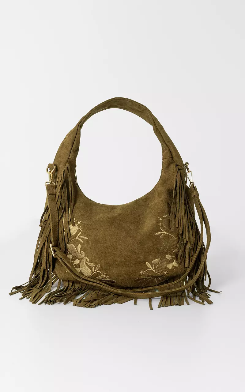 Little bag with fringes Kaki