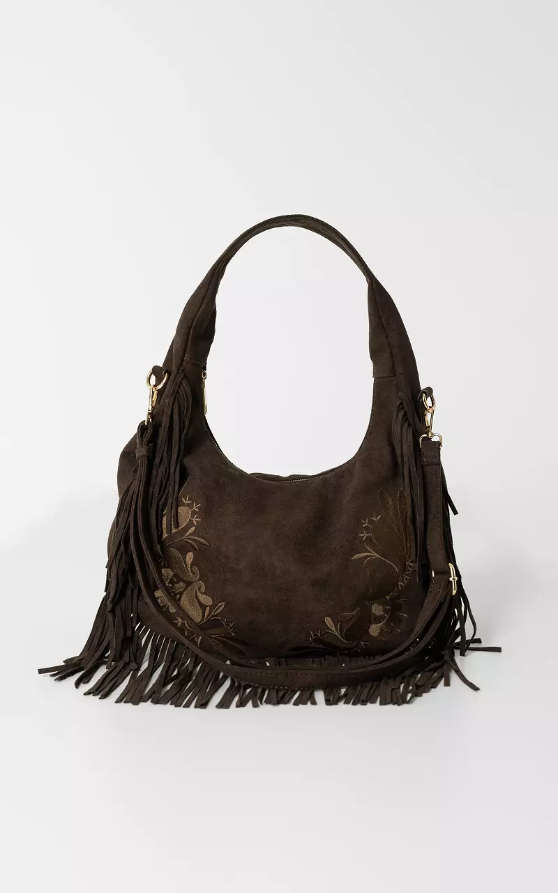 Little bag with fringes Brown