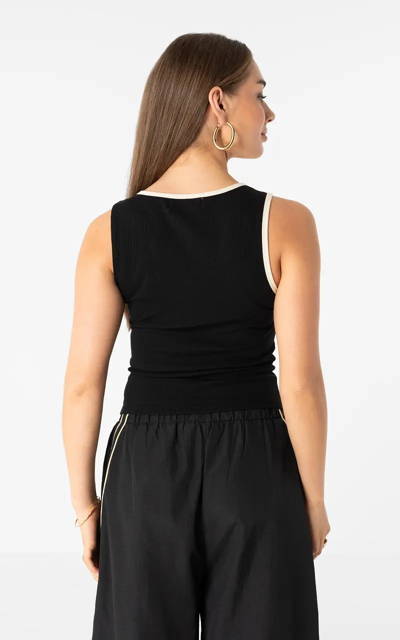 Basic Tanktop Schwarz Beige