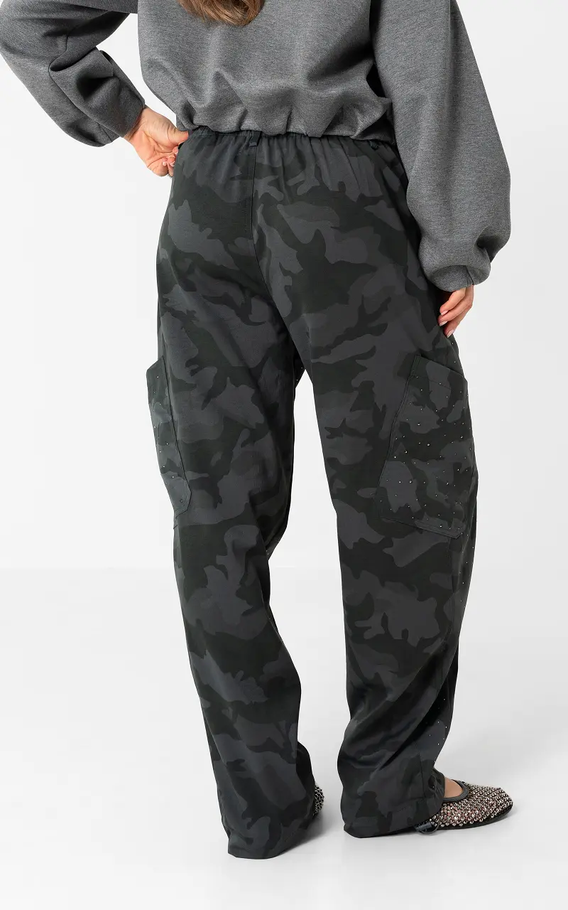 Rhinestone camo trousers Camo Grey