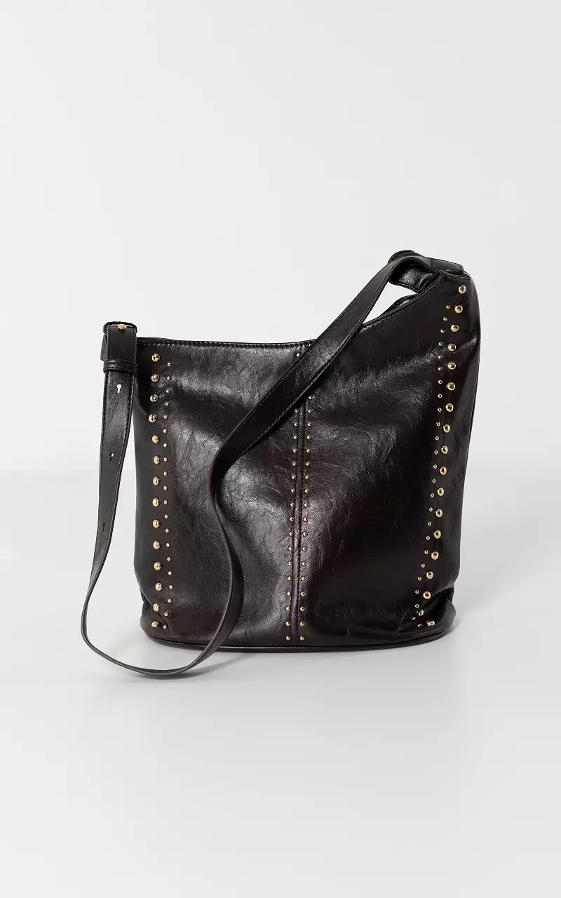 Tas met studs Donkerbruin