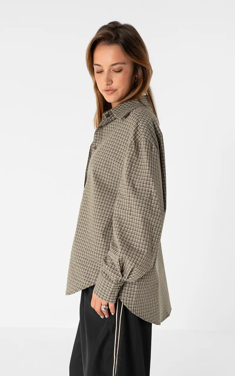 Bluse mit Strasssteinen Braun Schwarz