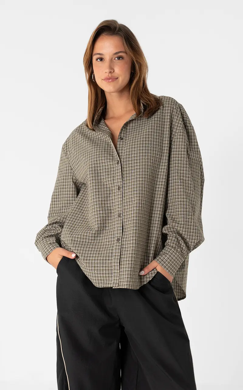 Bluse mit Strasssteinen Braun Schwarz