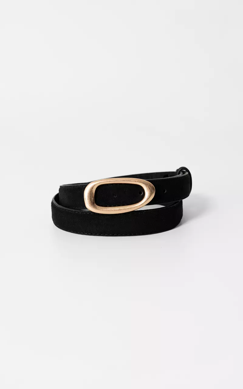Suède look riem Zwart Goud