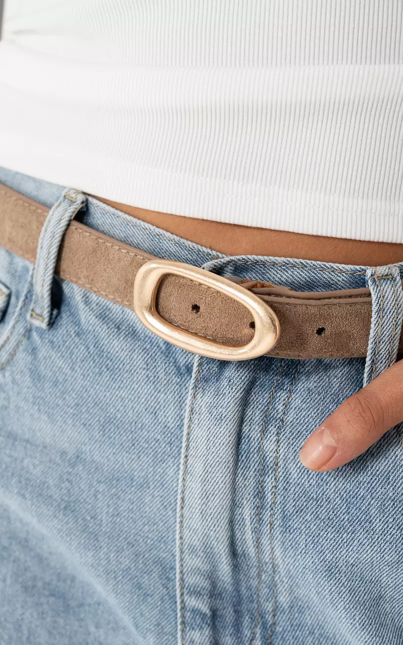 Suède look riem Taupe Goud