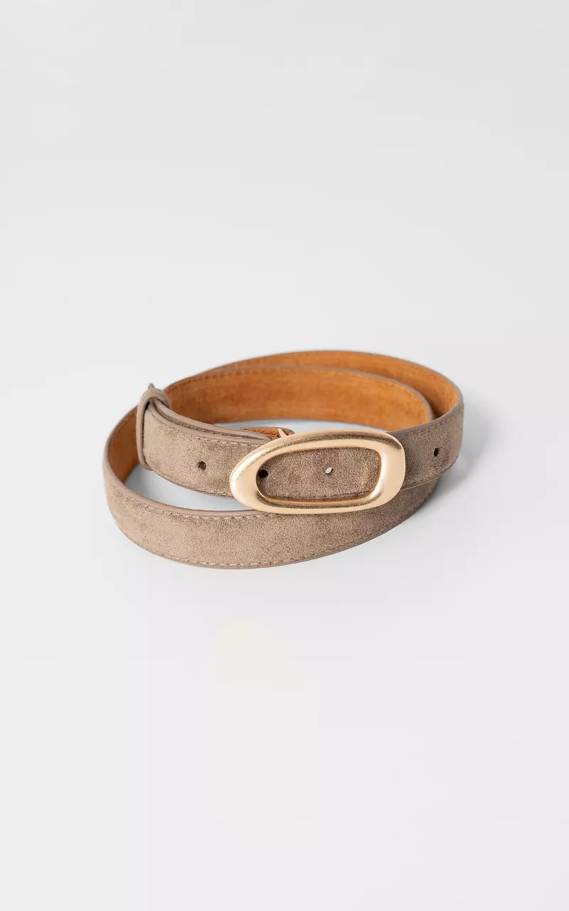 Suède look riem Taupe Goud
