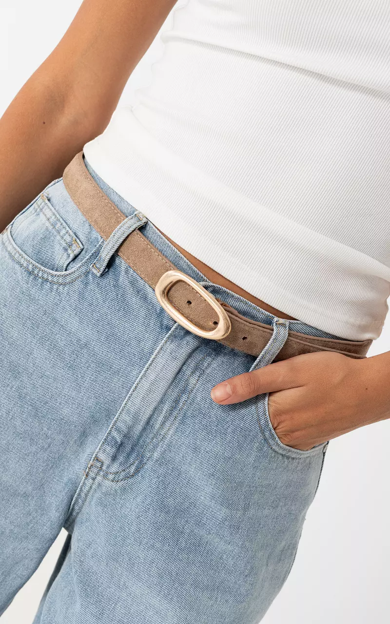 Suède look riem Taupe Goud