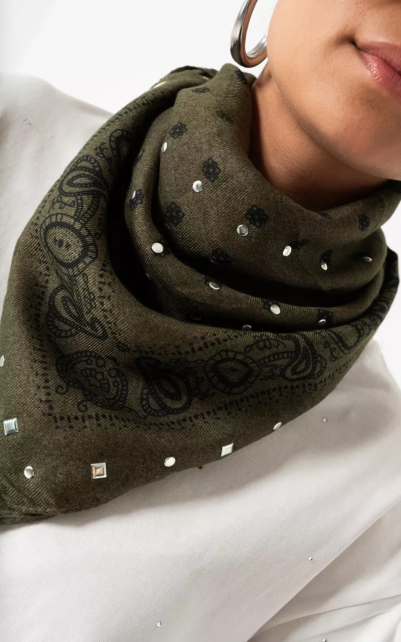 Shawl with studs Dark Green Silver